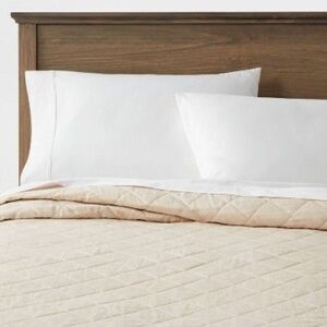 Threshold - Full/Queen Diamond Stitch Cotton Linen Quilt Khaki Khaki